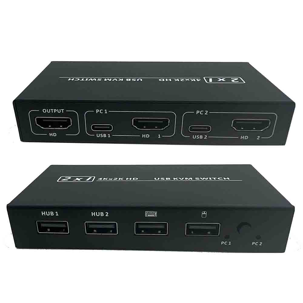 Hdmi Matrix Switch - 2 In1 Uit Usb Hdmi-Compatibele Kvm-Schakelkast