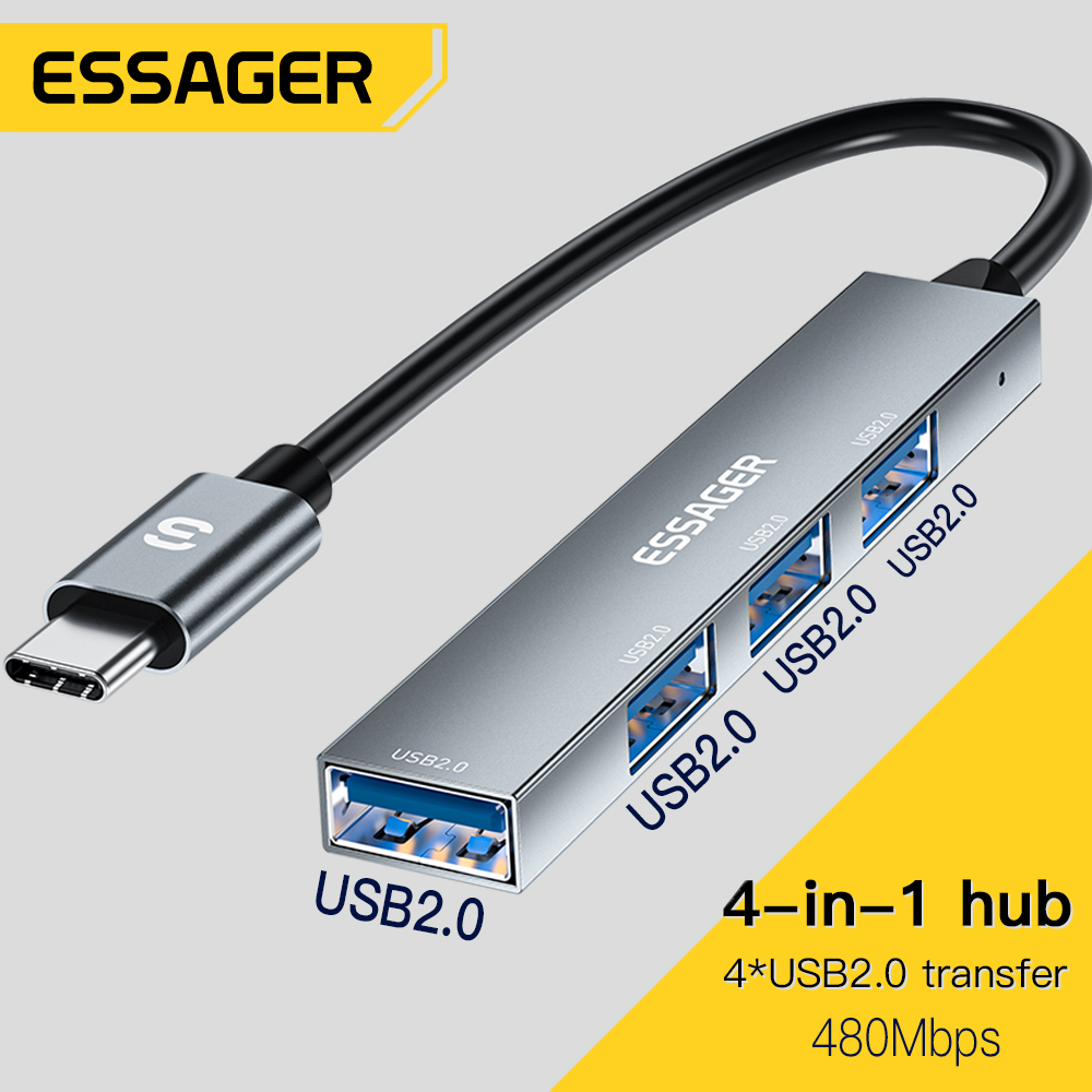 Multi Port Usb Hub - Essager 4-in-1 USB C-kabelhub USB 2.0