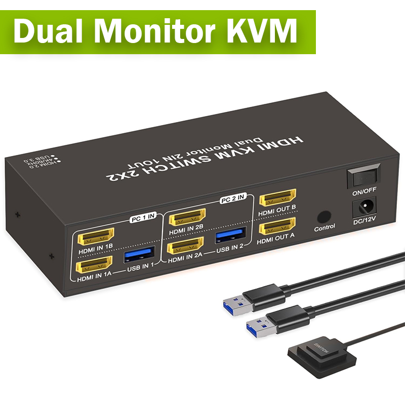 Hdmi Matrix Switch - 2x2 Dual Monitor HDMI KVM Switcher