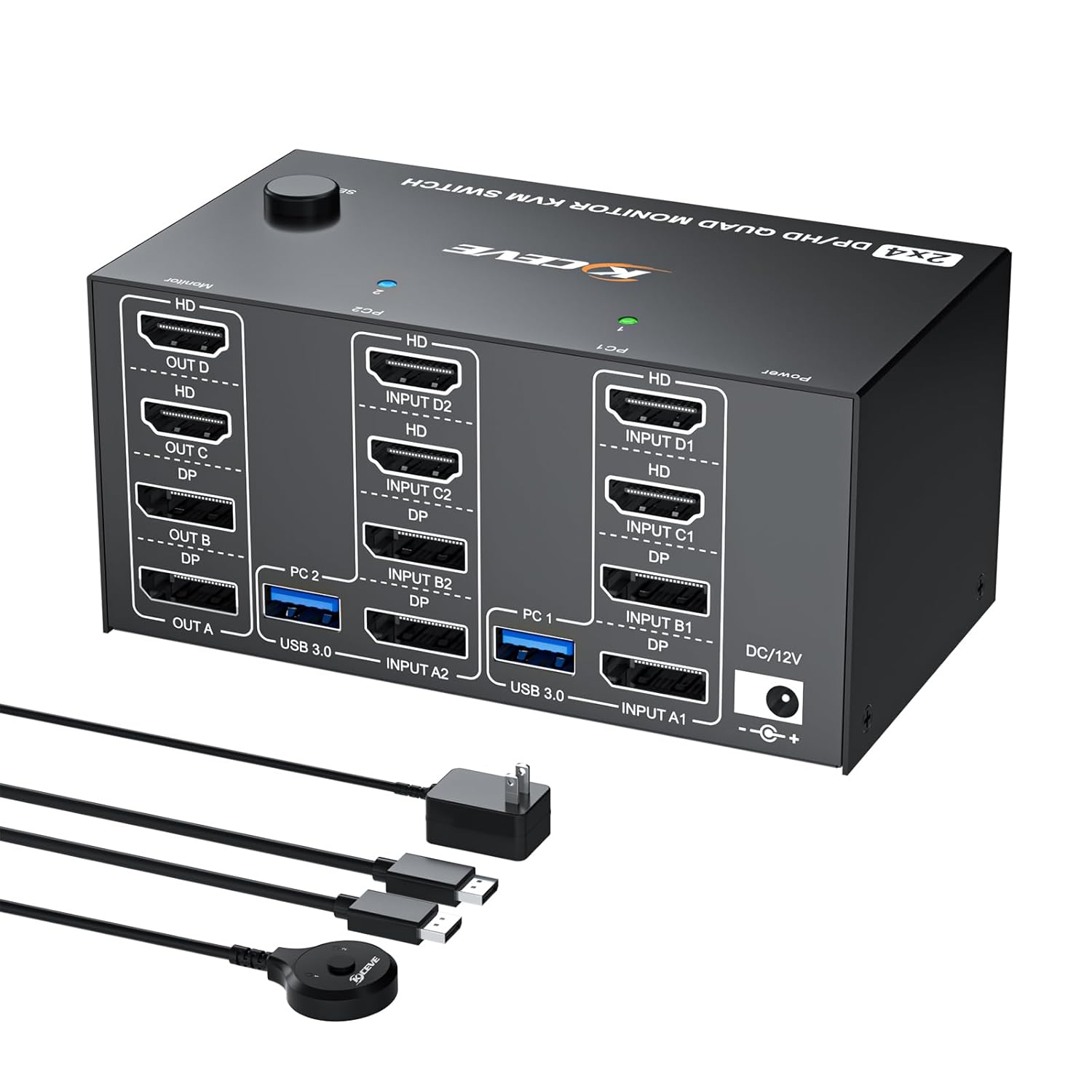 Hdmi Matrix Switch - Quad Monitor KVM Switch voor 4
