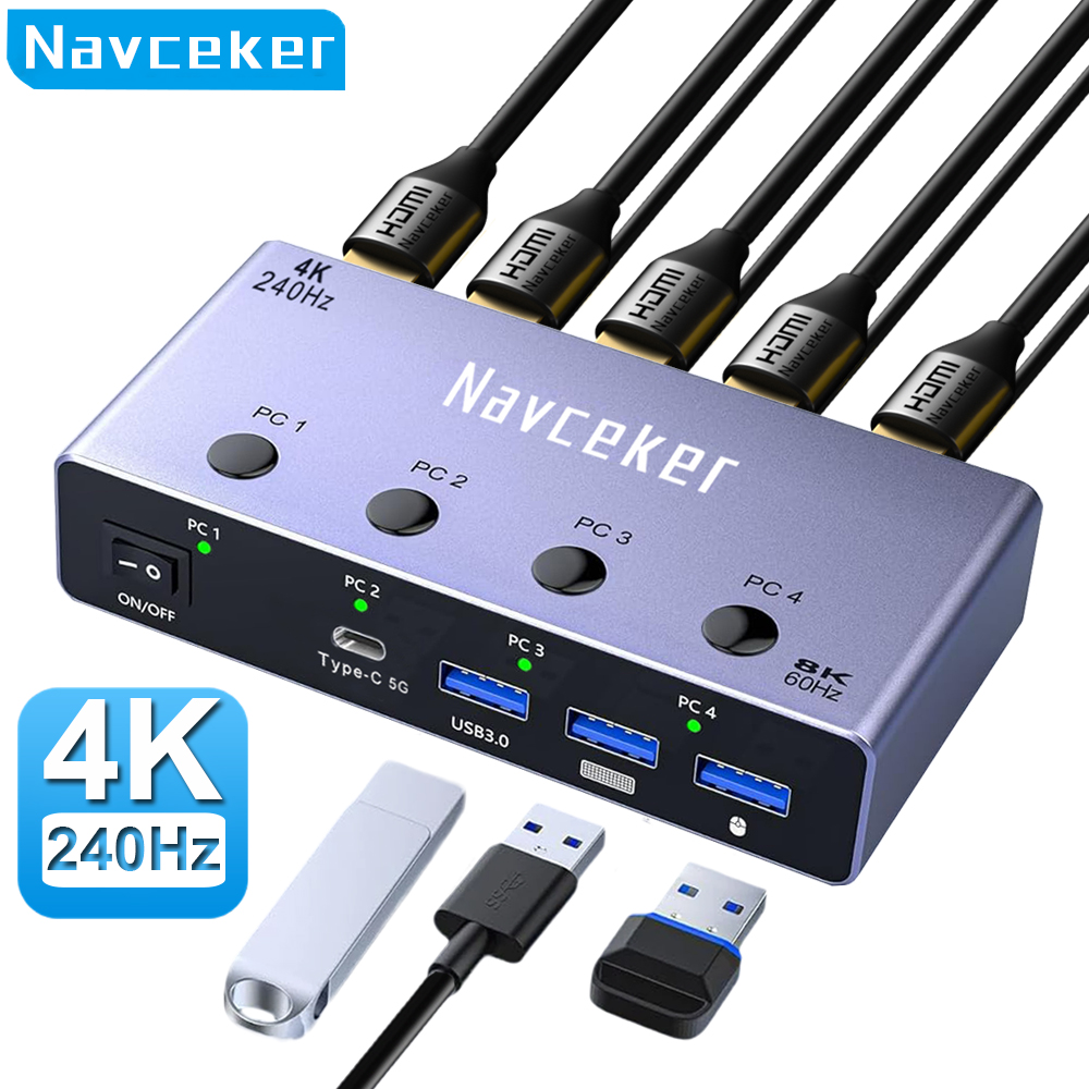 Navceker 4K 240Hz 4X1 HDMI KVM - Hdmi Matrix Switch recensie en prijs
